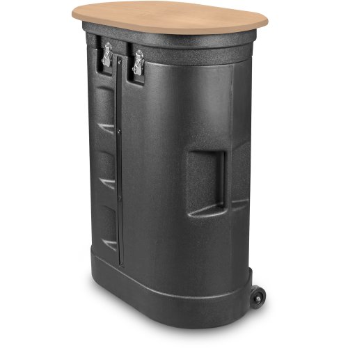 Blat w kolorze naturalnego drewna na ambonce reklamowej