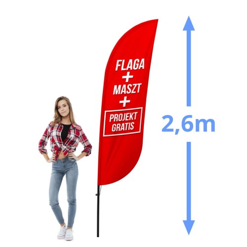 Winder o wysokości 260cm flaga + maszt + projekt gratis