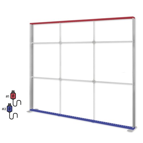 Ścianka podświetlana LED Premium 300x250 w walizce na kółkach - okablowanie