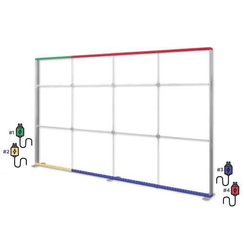 Ścianka podświetlana LED Premium 400x250 w walizce na kółkach - okablowanie