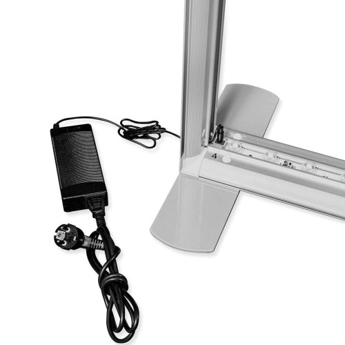 Ścianka podświetlana LED Premium 400x250 w walizce na kółkach - zasilacz