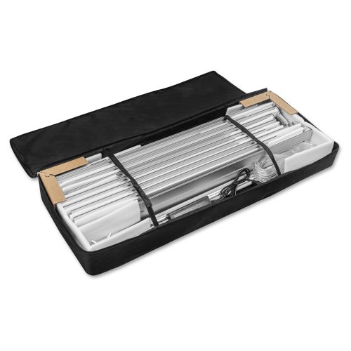Stelaż kasetonu LED BOX PRO zabezpieczony do transportu w torbie