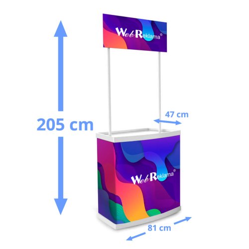 Stoisko promocyjne z Topperem wymiary 81 x 205 x 47 cm