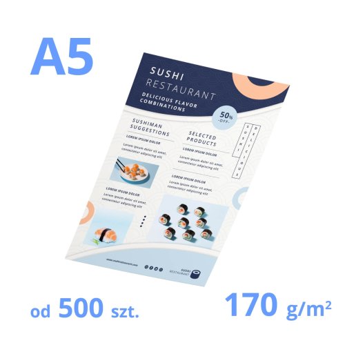 Ulotki A5 papier kredowy 170g