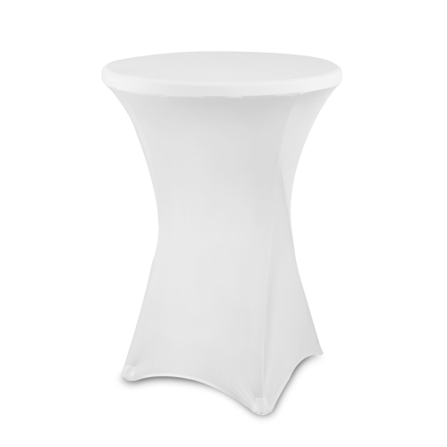 Biały obrus na wysoki stolik cateringowy z blatem 80cm