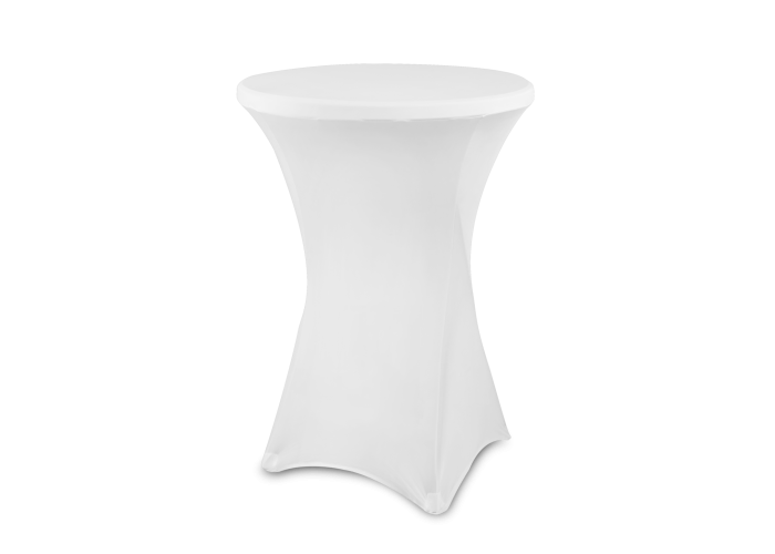 Biały obrus na wysoki stolik cateringowy z blatem 80cm