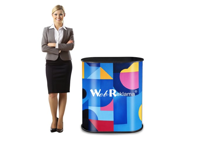 Trybunka promocyjna P2 z półką - prezentacja wysokości