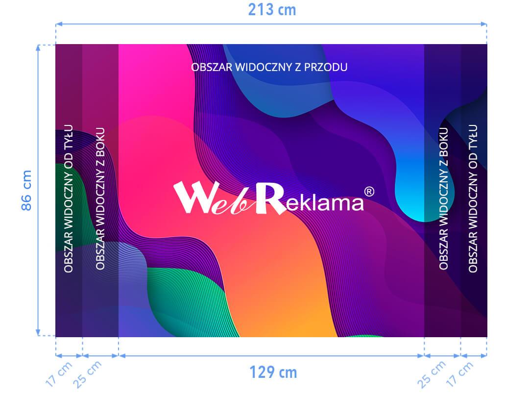 Obszar użytkowy grafiki do zadruku Trybunki POP UP 2x2